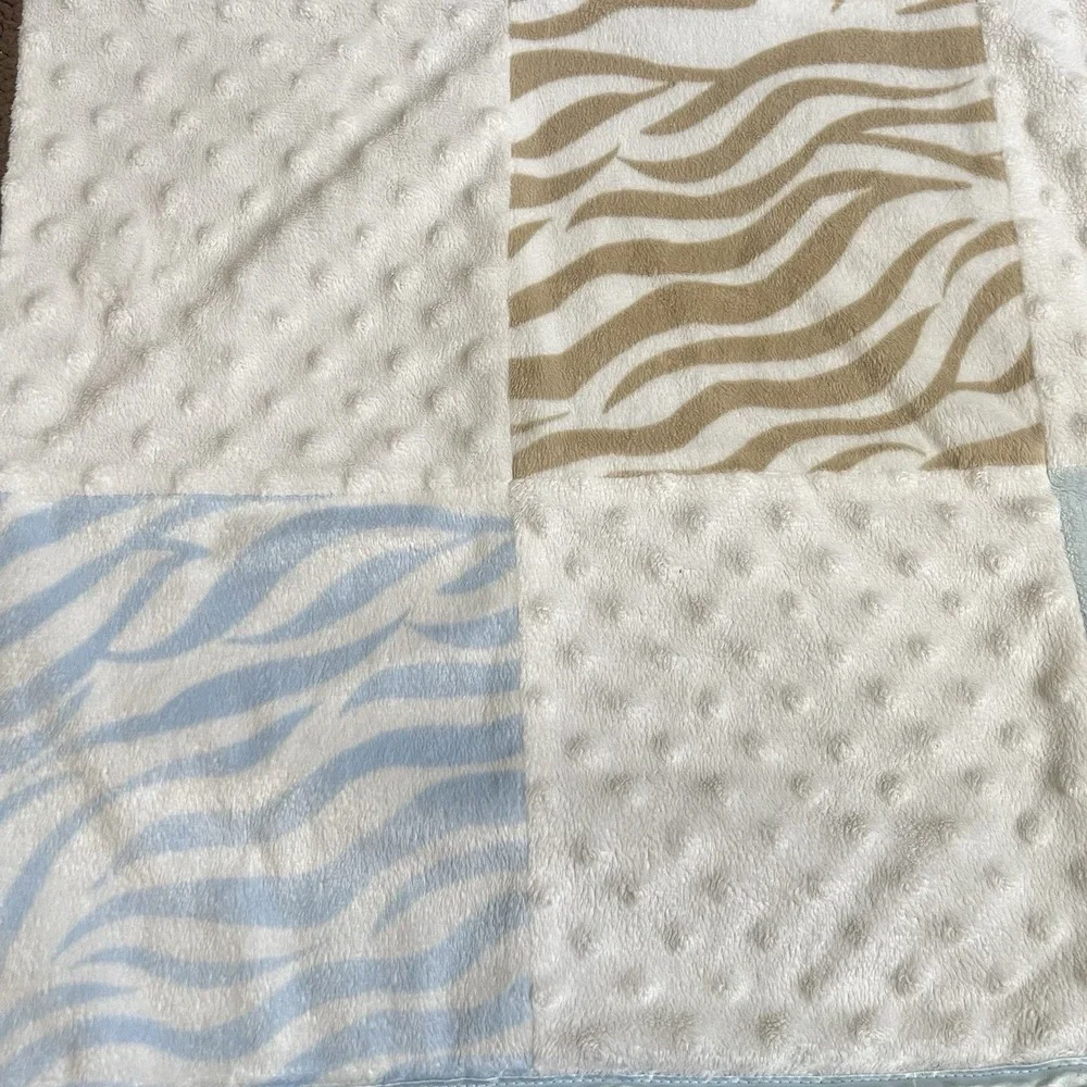 Carters Just One You Blue Checkered Minky Dot Baby Blanket Zebra Little Boy Star